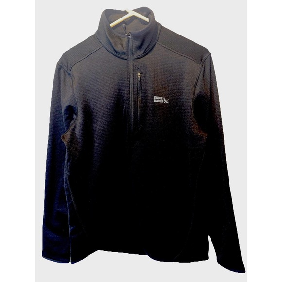 Eddie Bauer Activator Grid 1/4 Zip Pullover Mens Small Black Fleece Outdoor - Picture 1 of 10